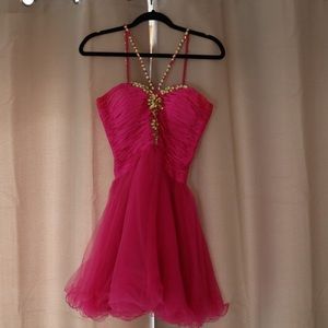 Sherri Hill Pink Beaded Dress